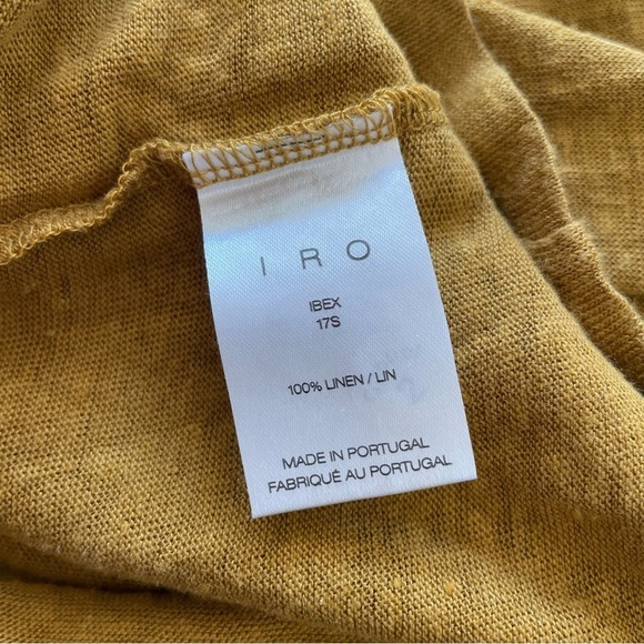 IRO Tobacco Brown Yellow Linen Grommet Lace Up Shoulder Ibex Top EUC Size Small - Picture 8 of 10